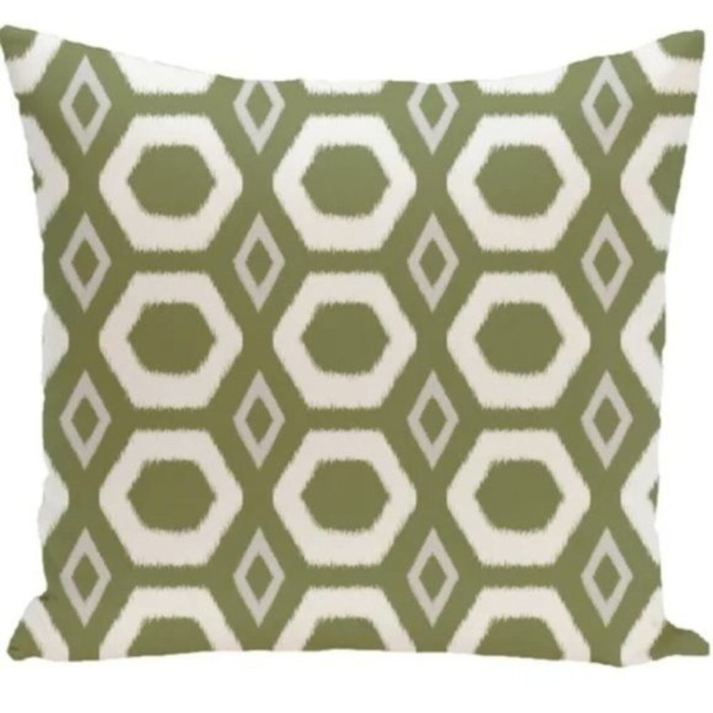 WROUGHT STUDIO Maurer Outdoor Throw Accent Pillow Olive Green White 16" NEW NWT